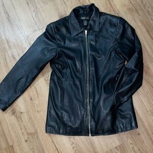 Style & co. S leather jacket repaired pls read.